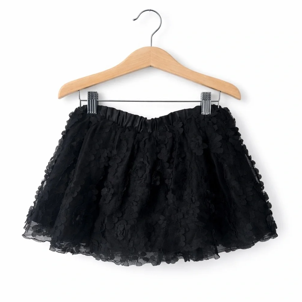 The Children’s Place Black Tulle Flower Skirt 3T Girls Lace Party Twirl Dressy